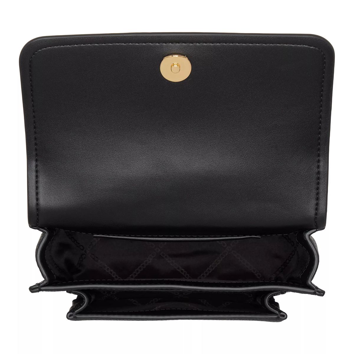 Schwarze Lederklappe Ketten Crossbody Tasche