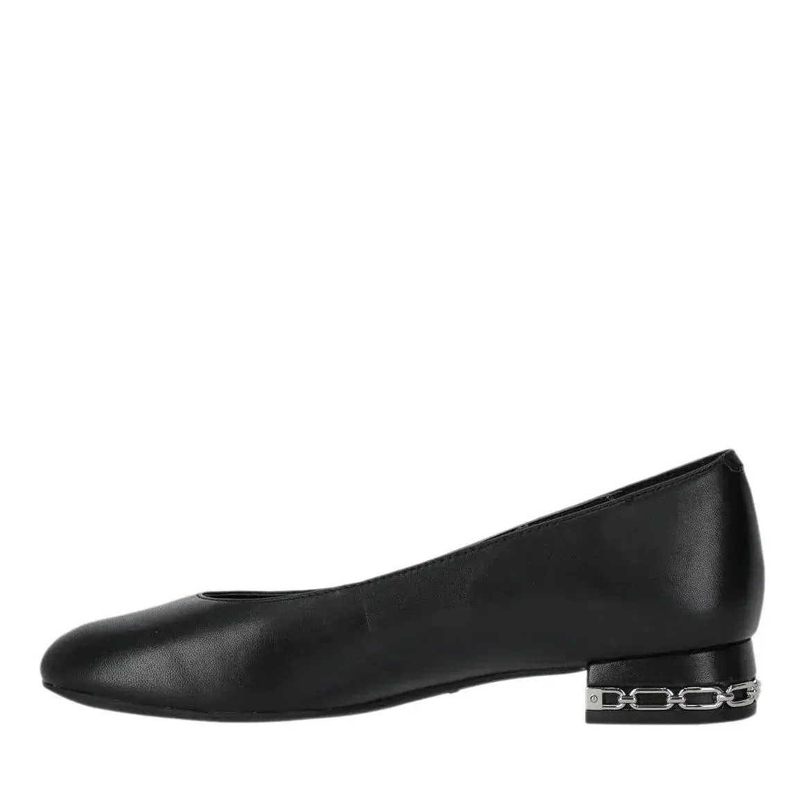 Klassische schwarze Lederballerina mit Kette