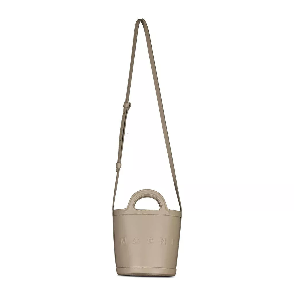 Leder-Beuteltasche mit geprägtem Logo
