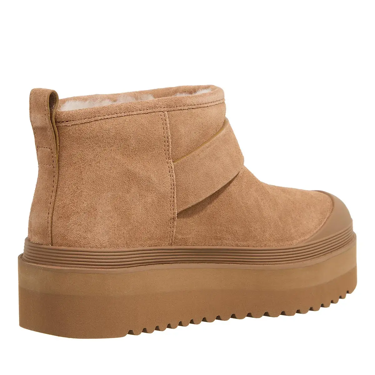 Shearling Plateau Stiefel mit Schnalle