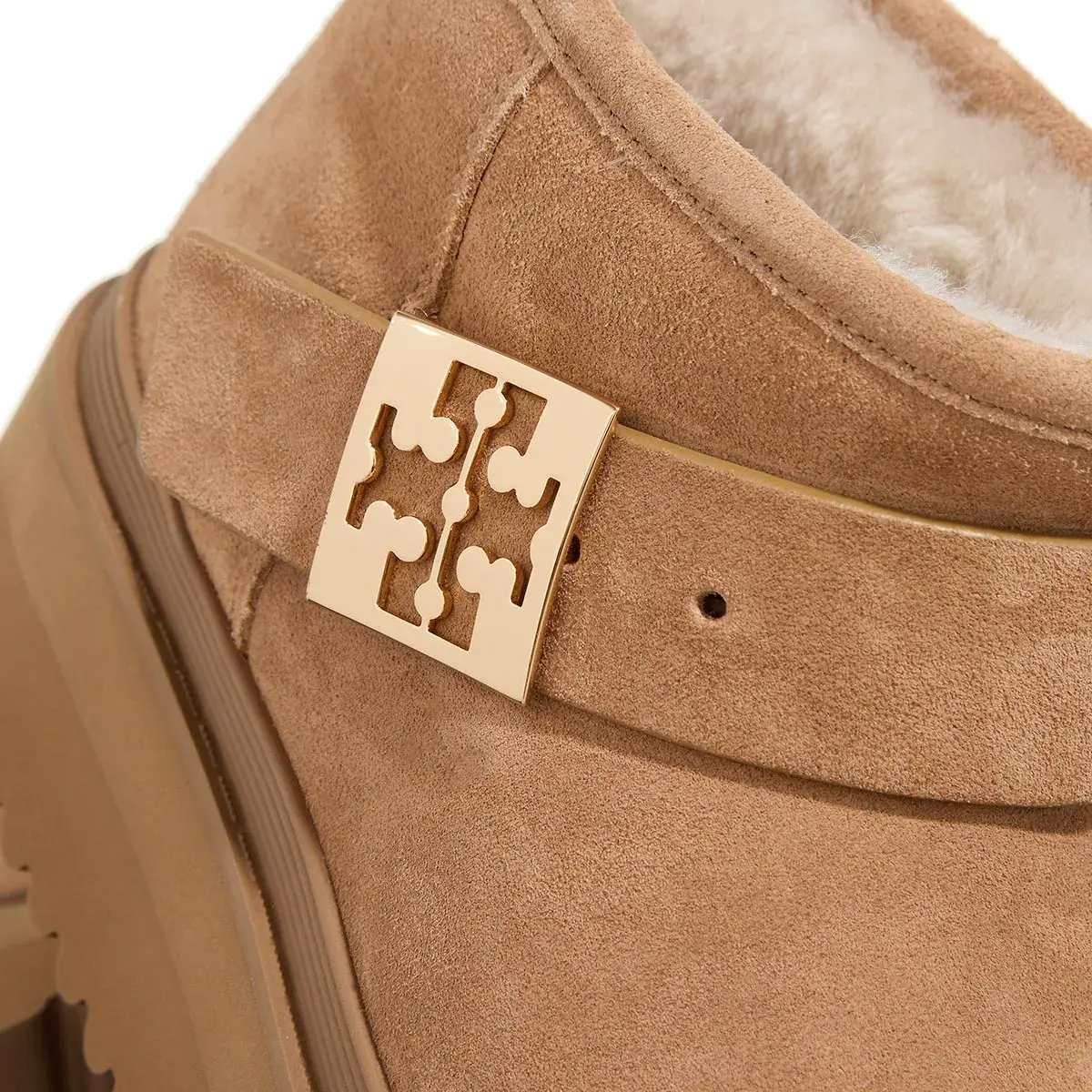 Shearling Plateau Stiefel mit Schnalle