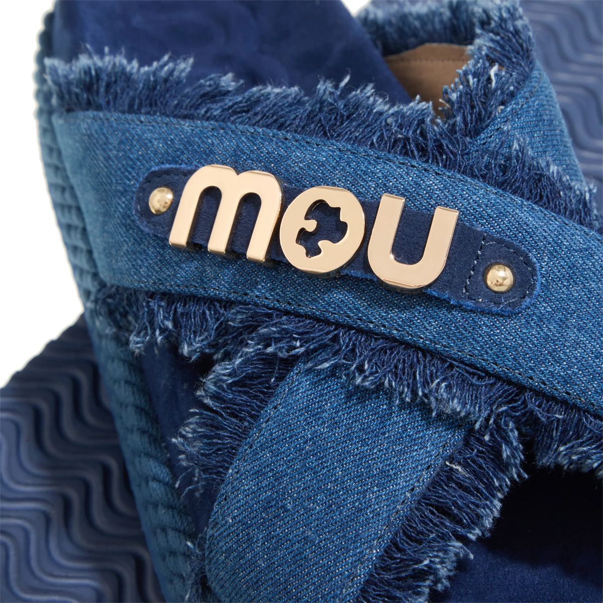 Denim-Plateausandalen mit Kreuzriemen