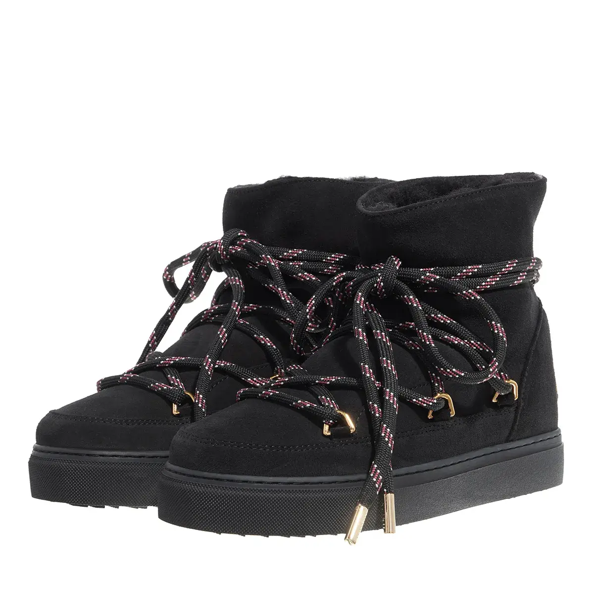 Schwarze Winterstiefel aus Wildleder mit Schnürung