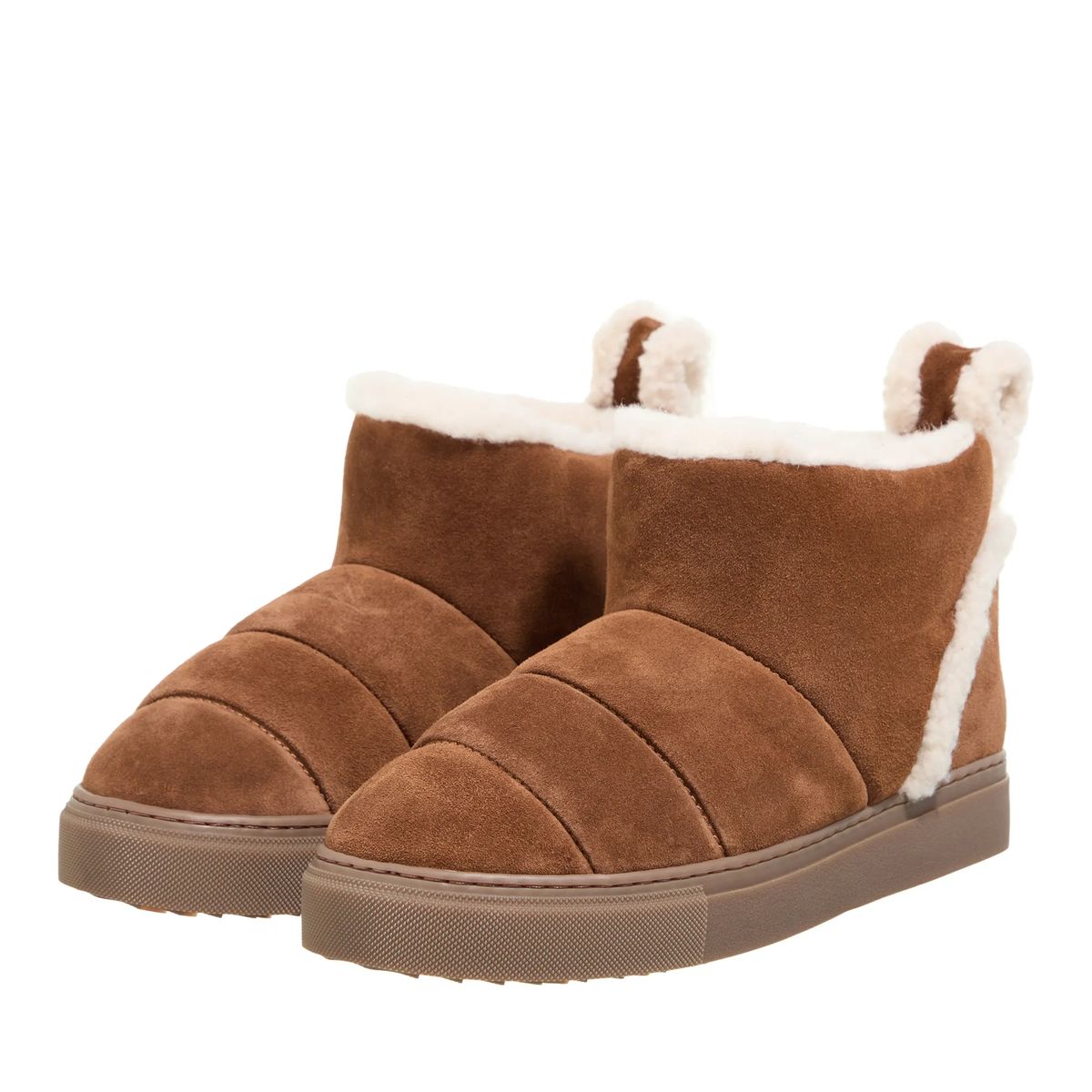 Wildleder Shearling-Besatz Slip-On Stiefel