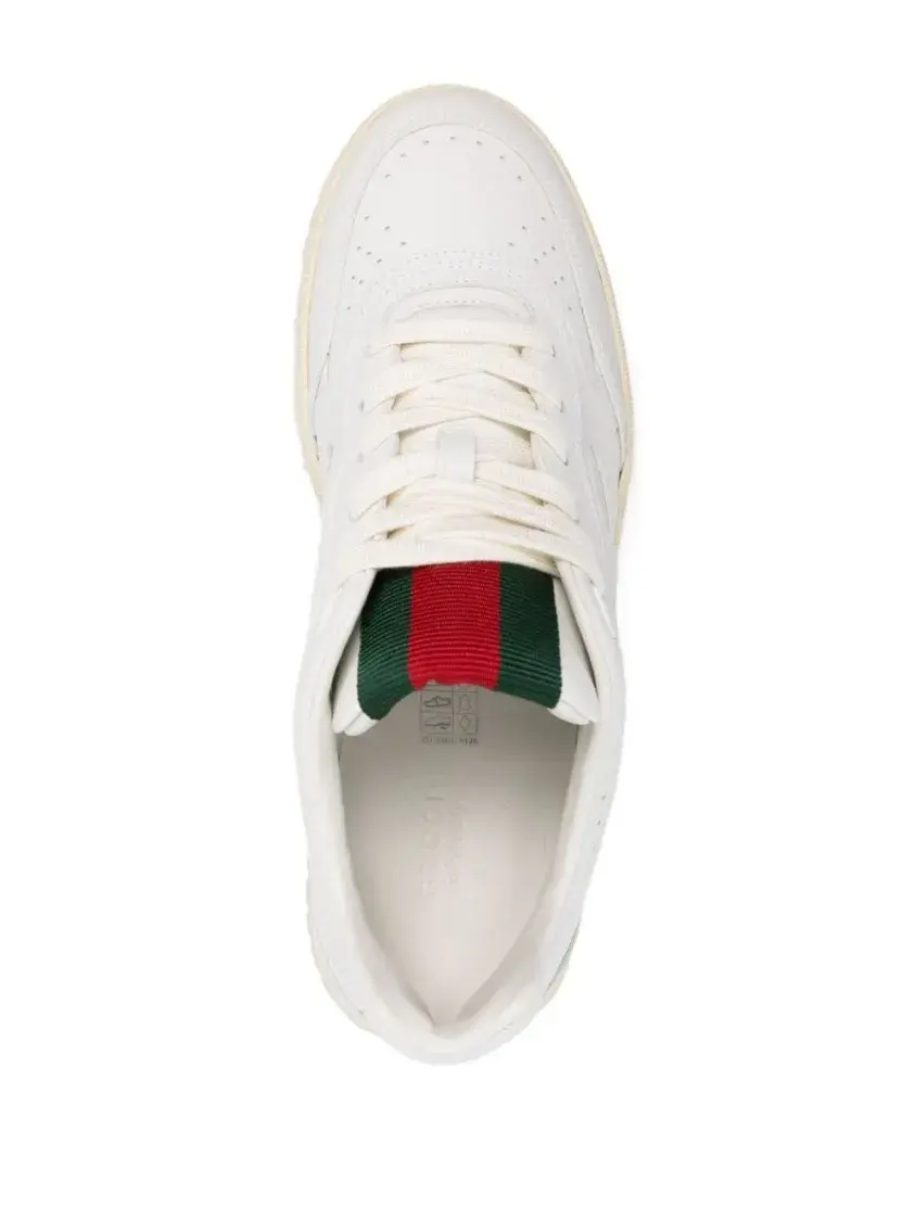 Web-Streifen Leder Court Sneakers