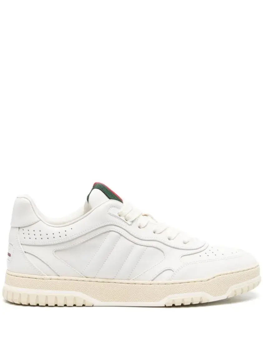 Web-Streifen Leder Court Sneakers