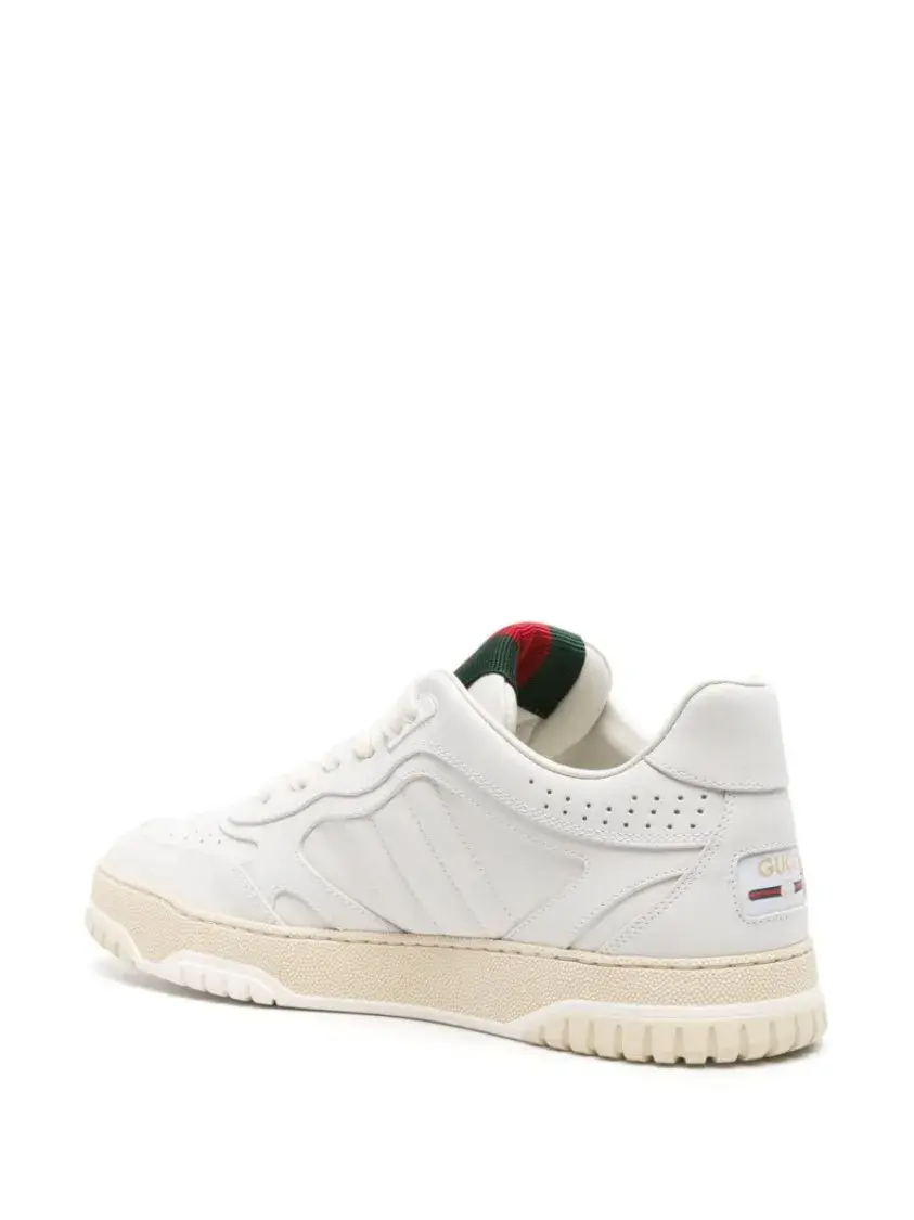 Web-Streifen Leder Court Sneakers