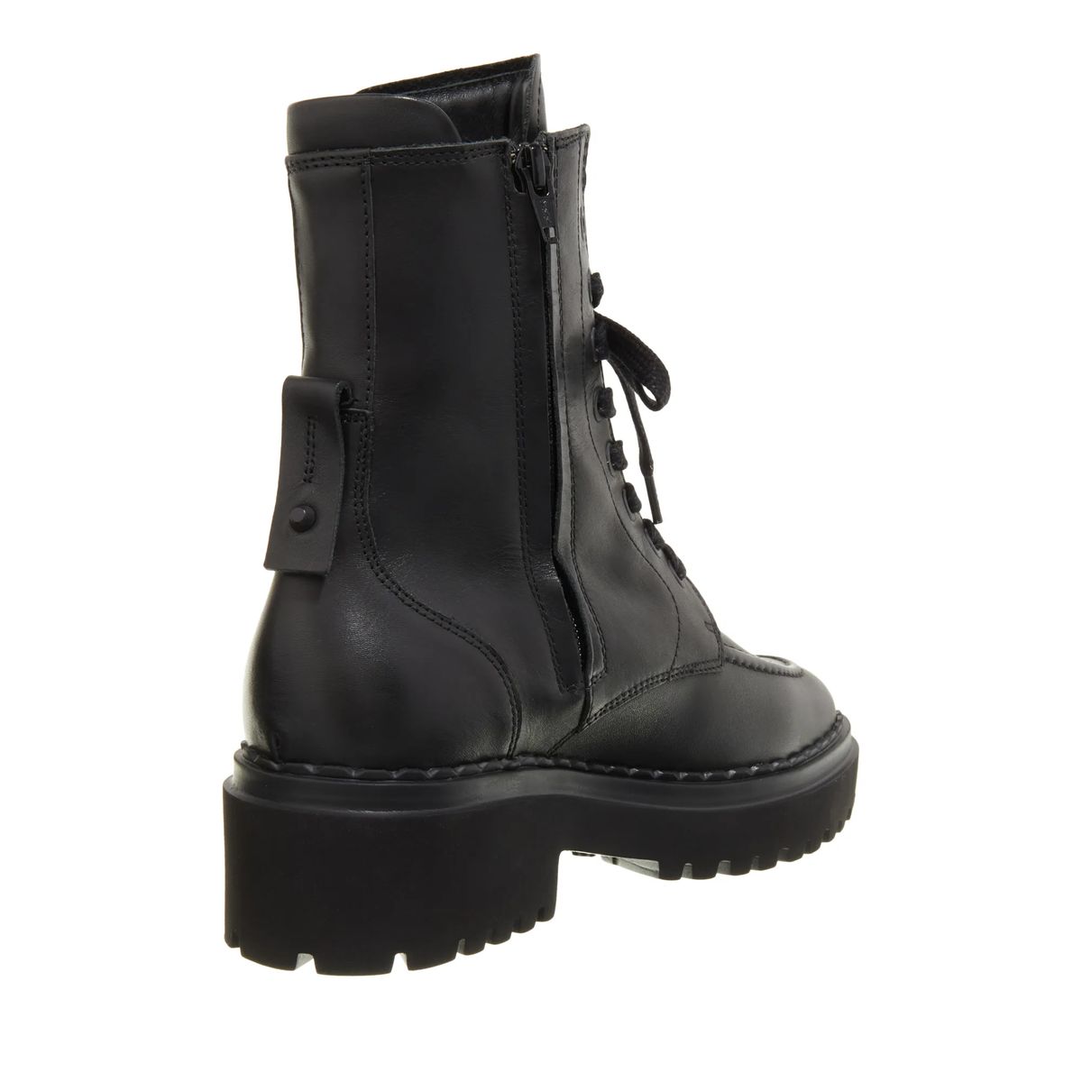 Schwarze Schnürstiefelette aus Leder