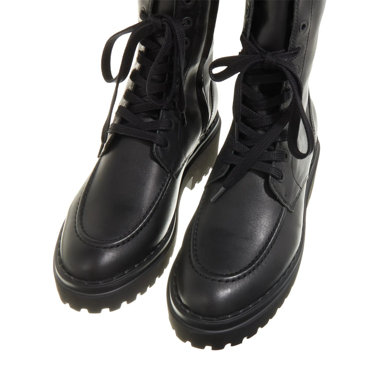Schwarze Schnürstiefelette aus Leder