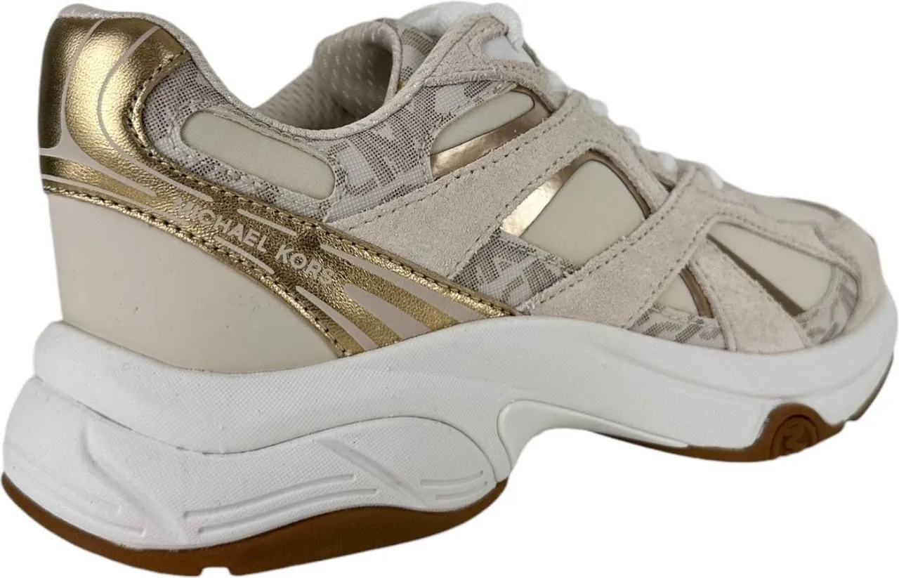 Modischer Creme & Goldfarbener Trainer Sneaker