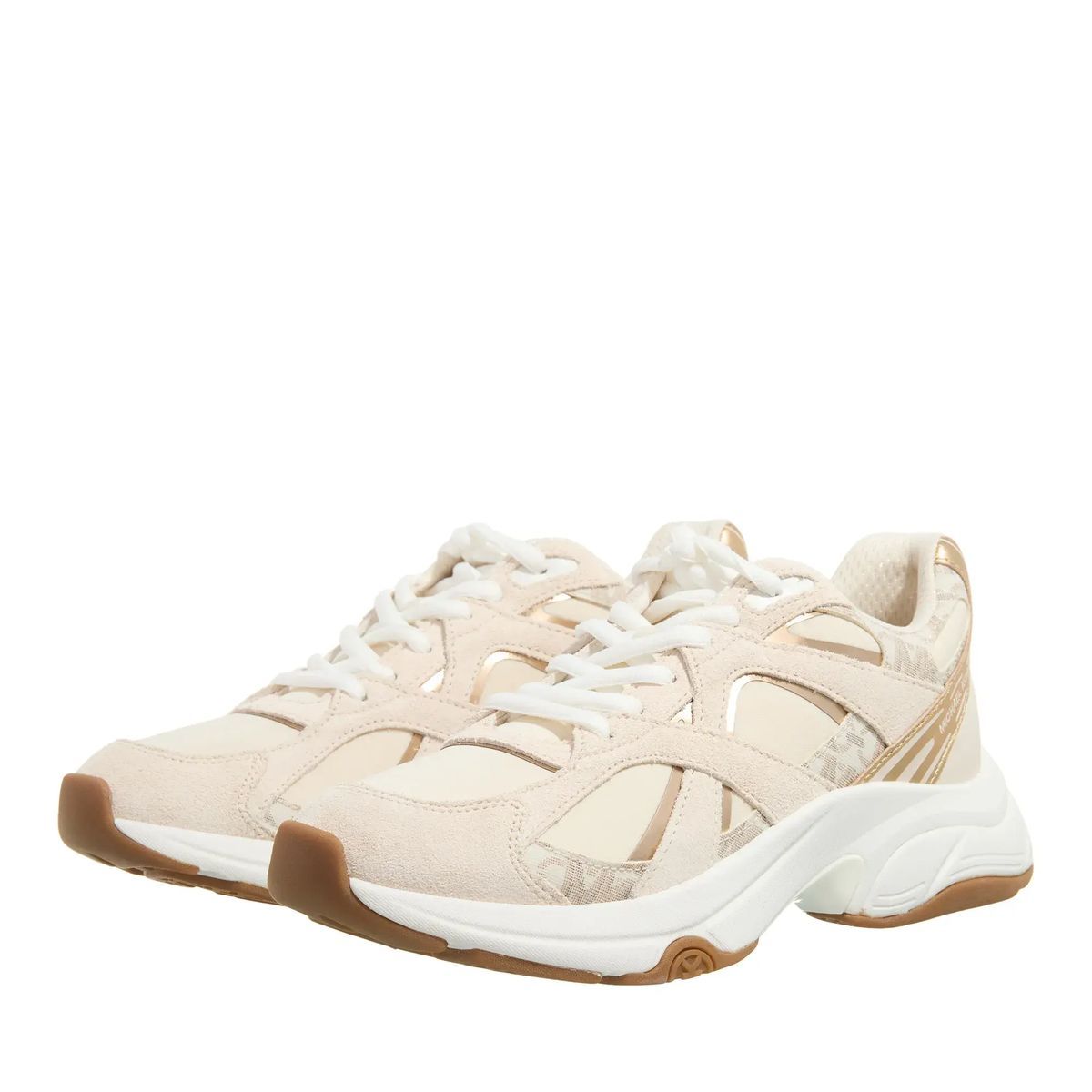 Modischer Creme & Goldfarbener Trainer Sneaker