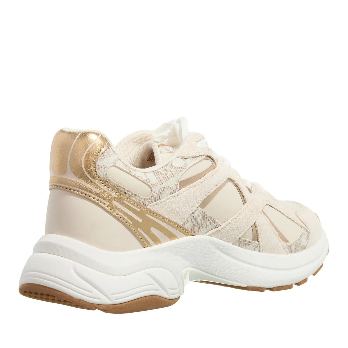 Modischer Creme & Goldfarbener Trainer Sneaker