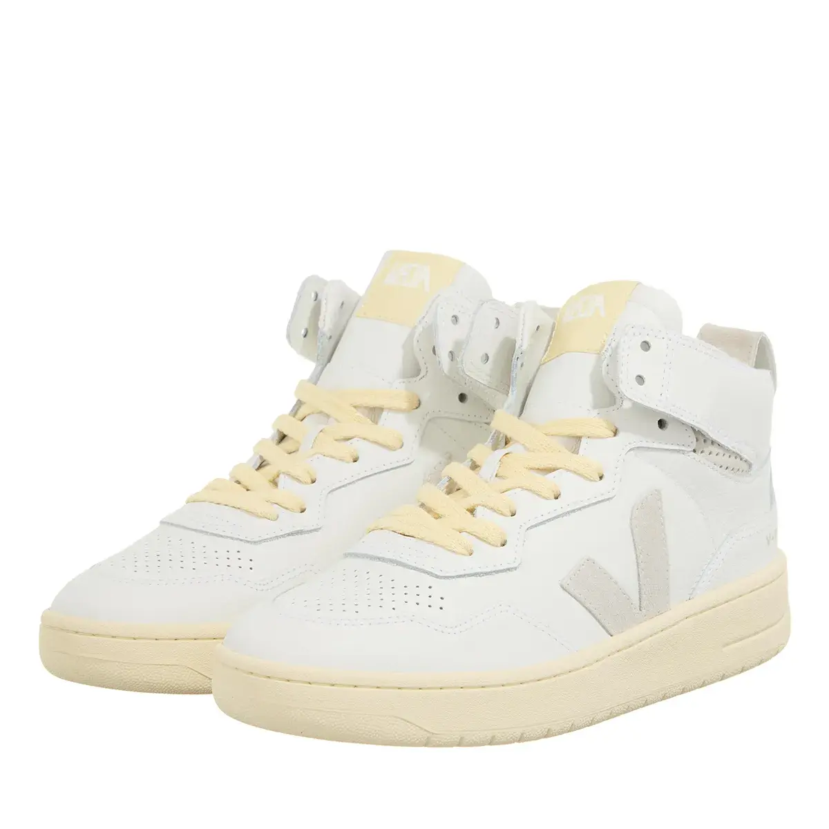 Leder-Sneakers mit hohem Schaft und Knöchelriemen