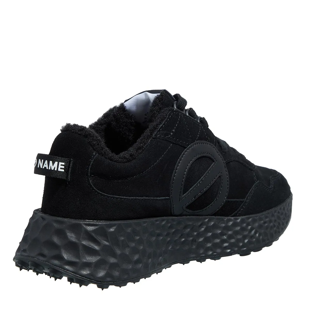 Schwarzer Wildleder Plateau Low-Top Sneaker
