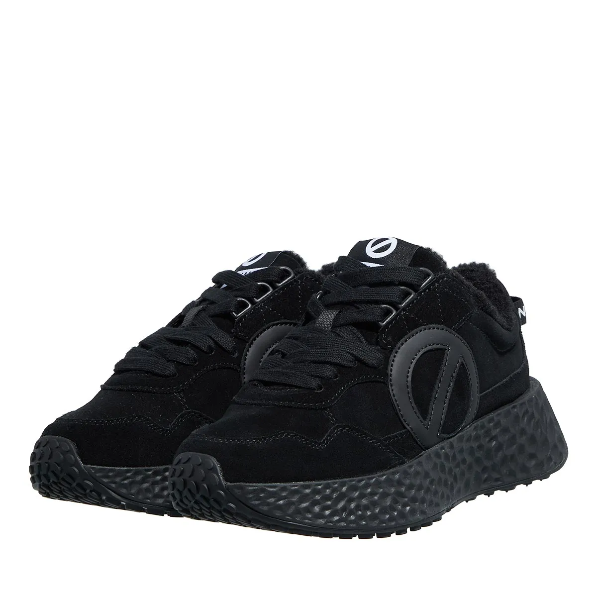 Schwarzer Wildleder Plateau Low-Top Sneaker