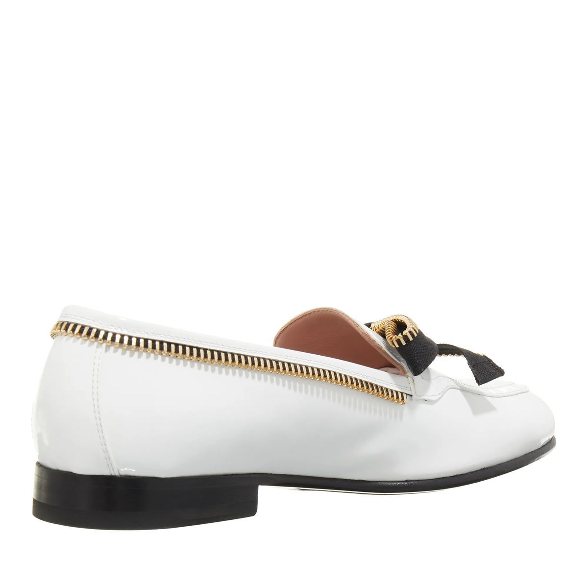 Weißer Lackleder Zipper Loafer