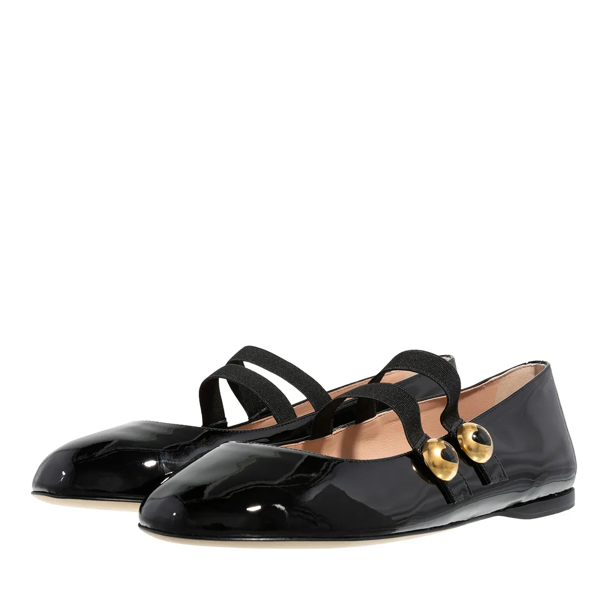 Ballerina aus Lackleder mit Riemen