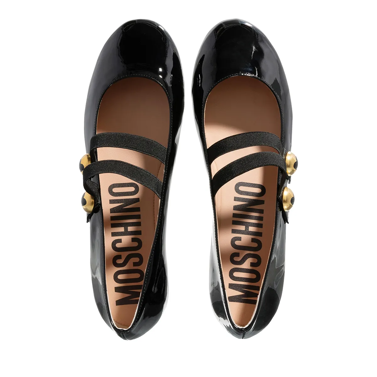 Ballerina aus Lackleder mit Riemen