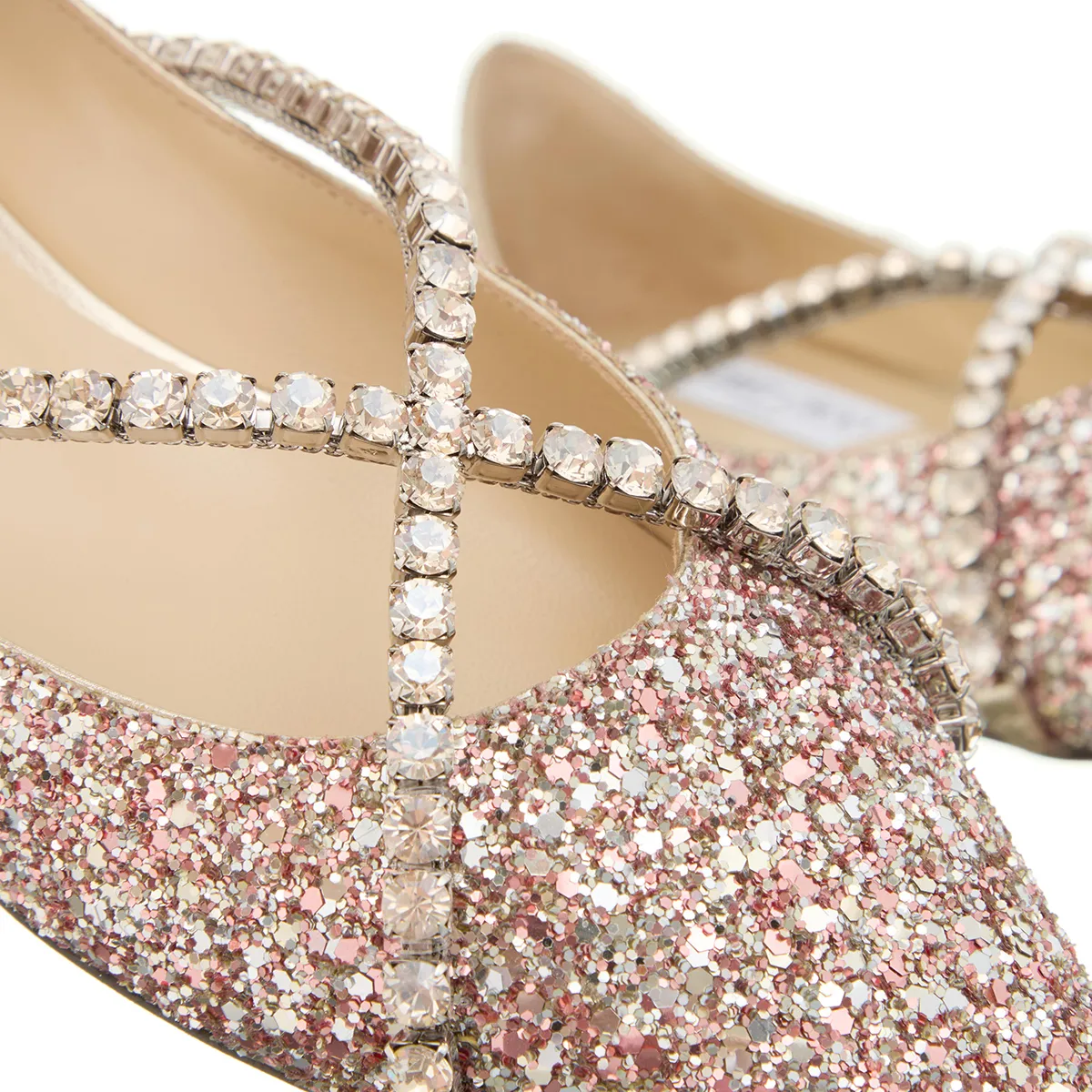 Glitzer Ballerinas mit spitzer Zehe