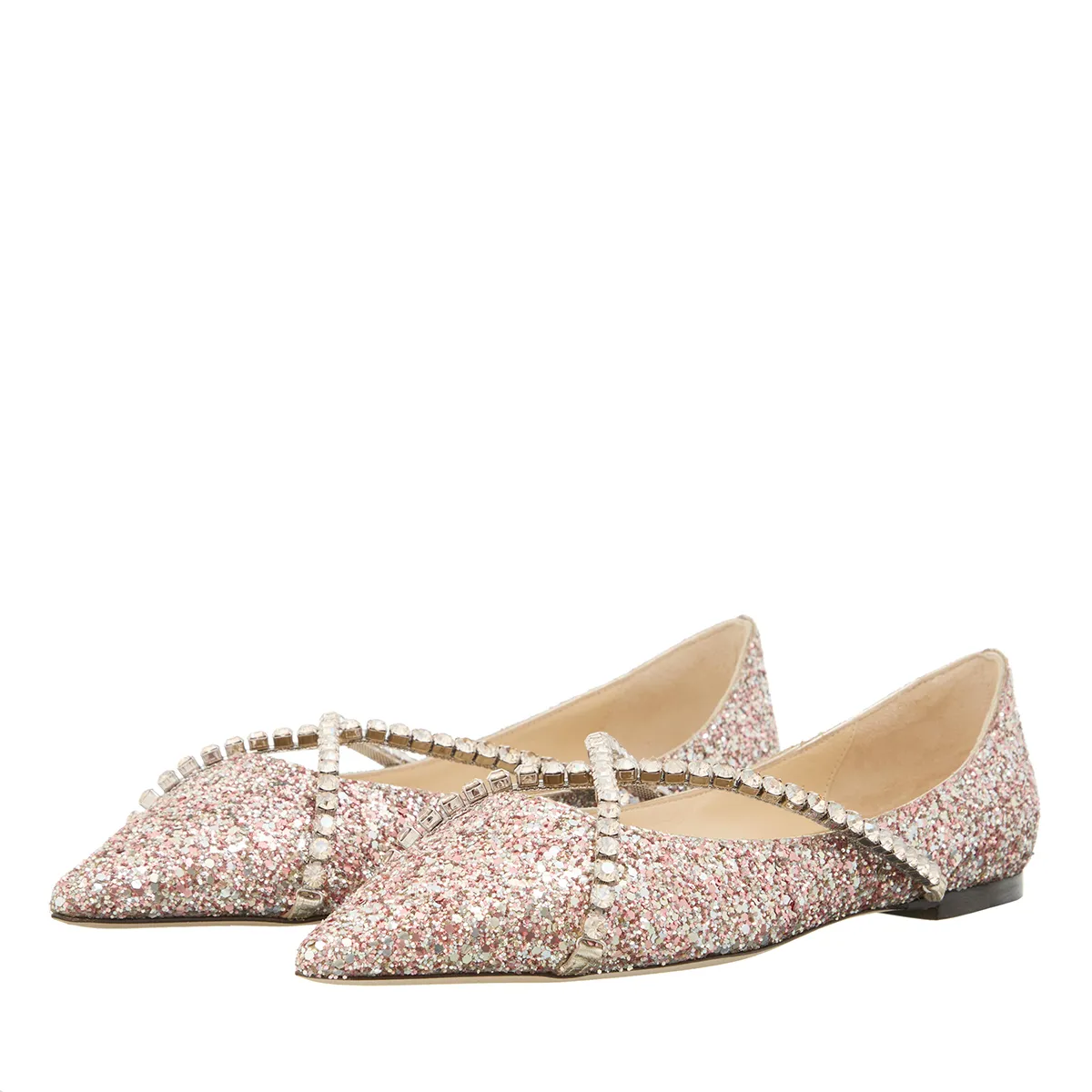 Glitzer Ballerinas mit spitzer Zehe