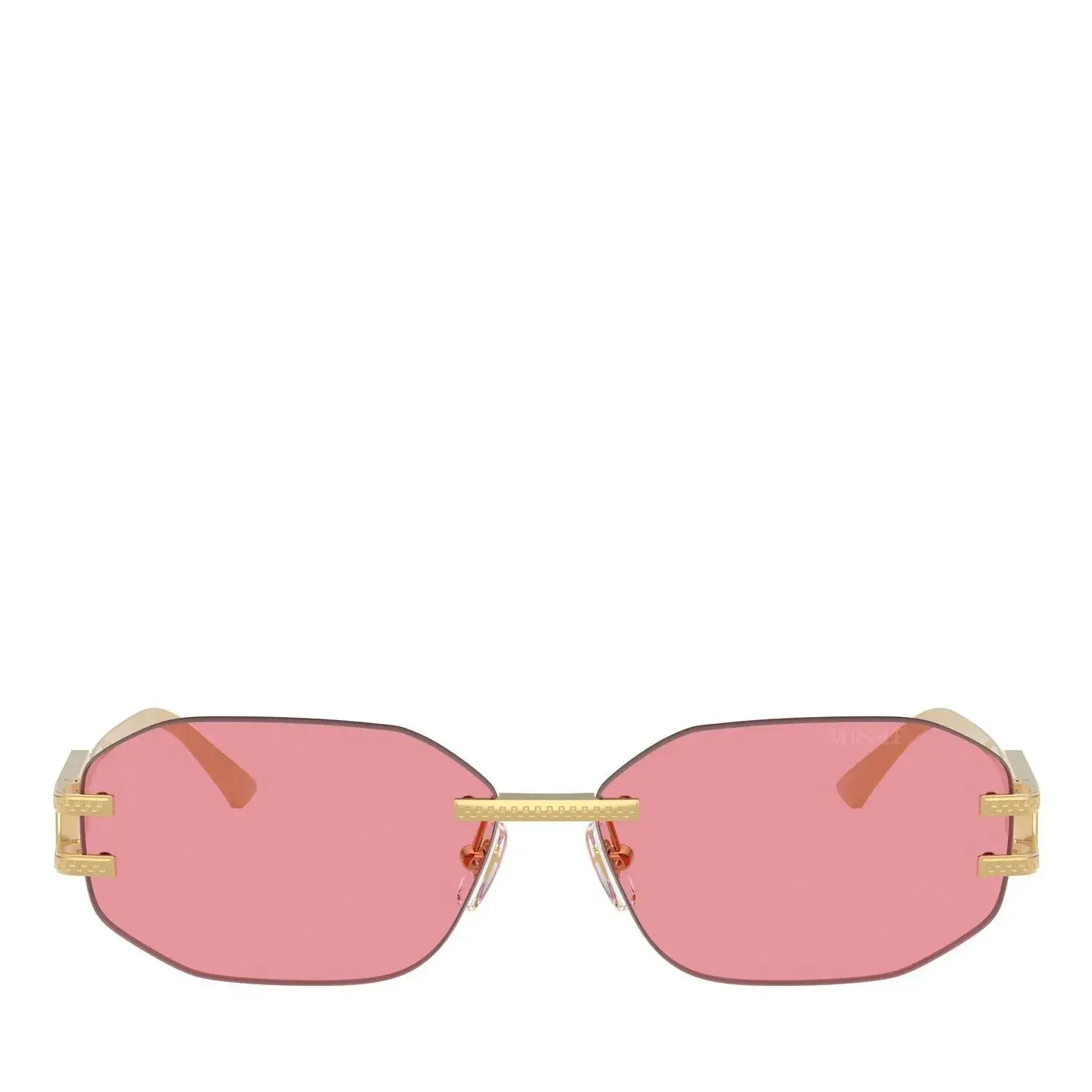 Randlose achteckige Sonnenbrille mit goldenem Rahmen