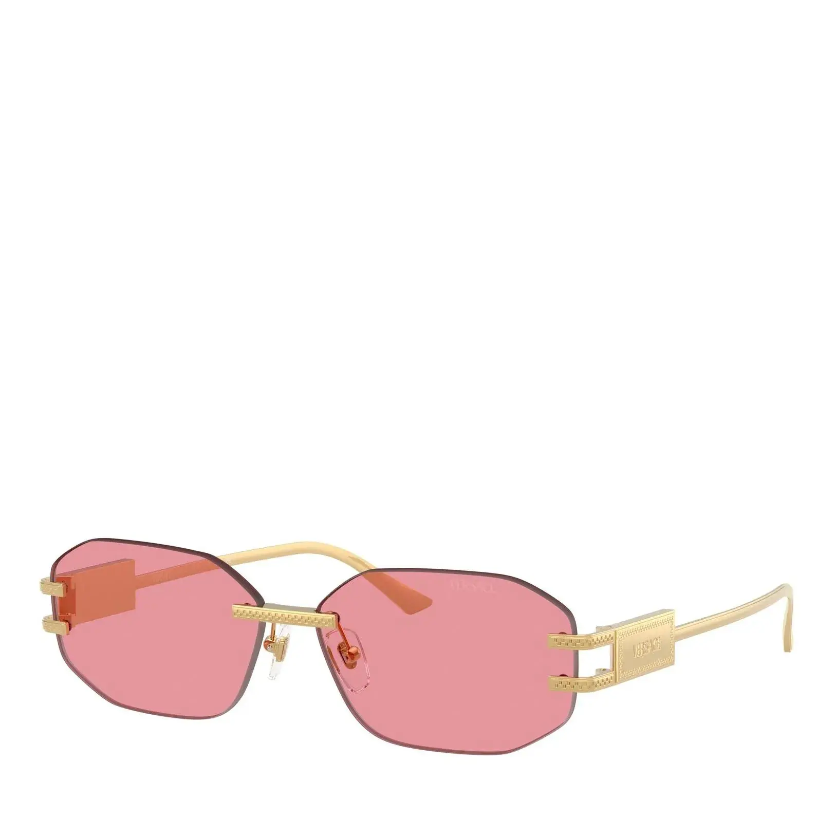 Randlose achteckige Sonnenbrille mit goldenem Rahmen