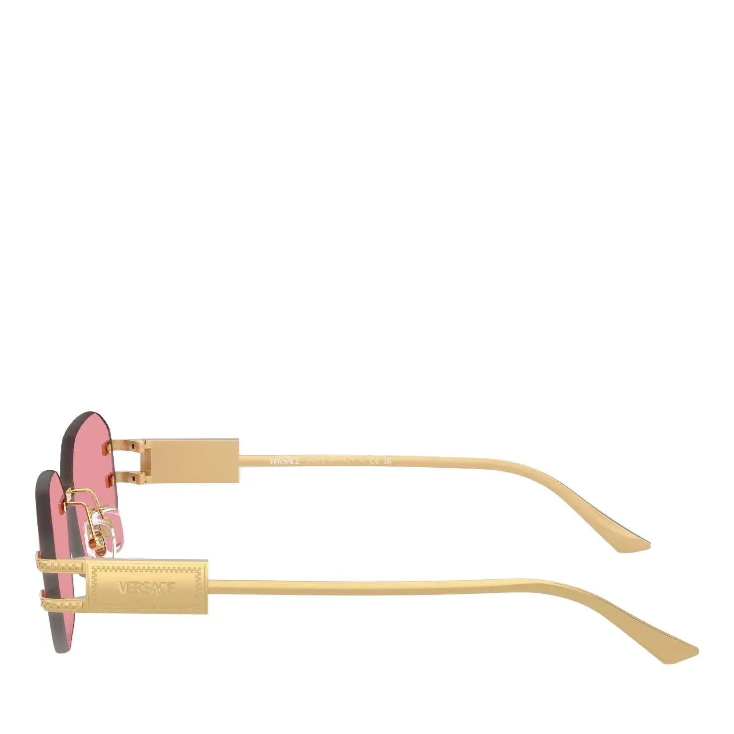 Randlose achteckige Sonnenbrille mit goldenem Rahmen