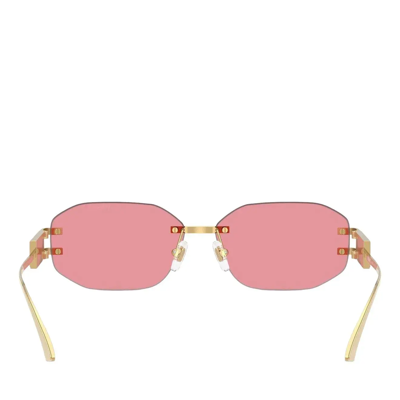 Randlose achteckige Sonnenbrille mit goldenem Rahmen