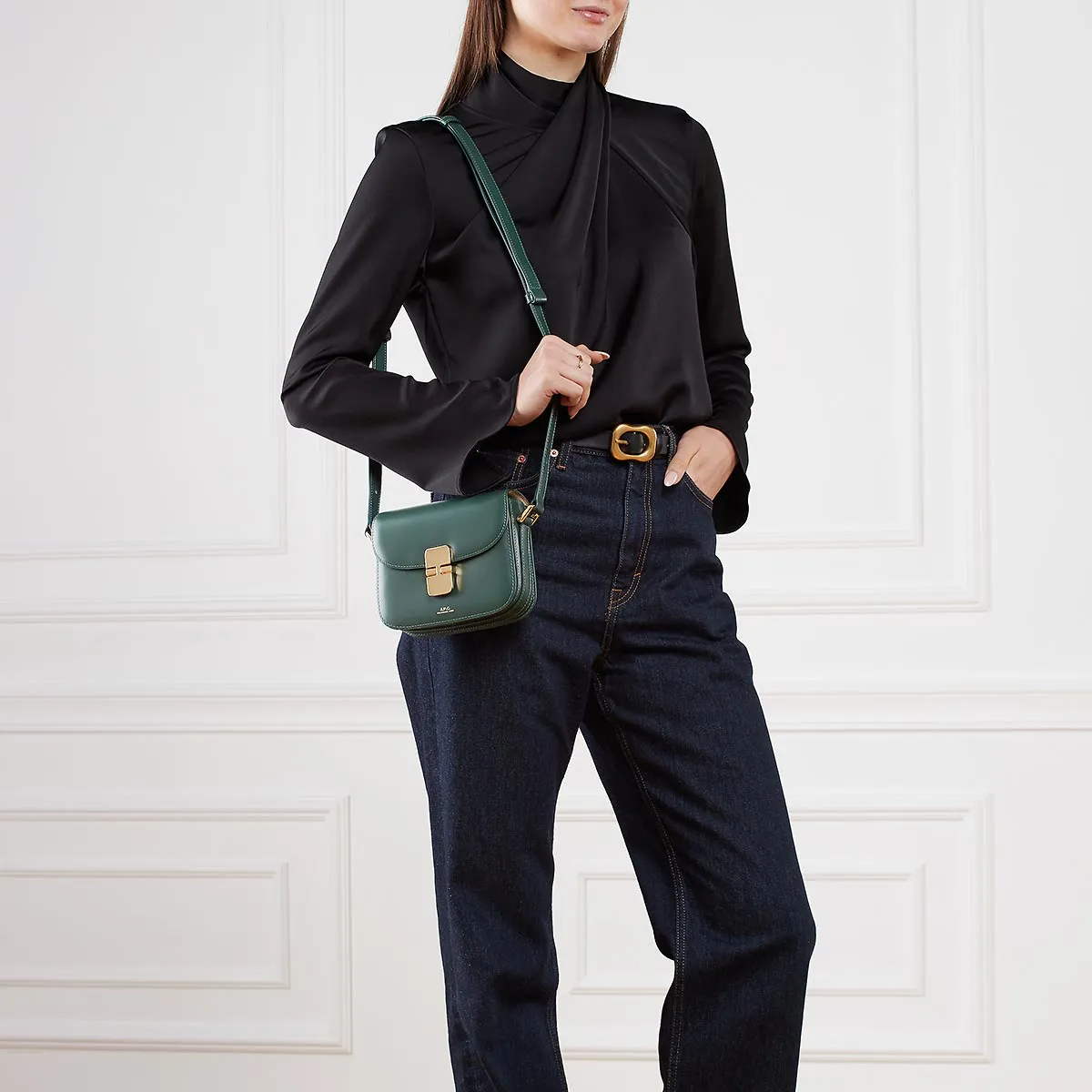 Elegante kastenförmige Leder Umhängetasche