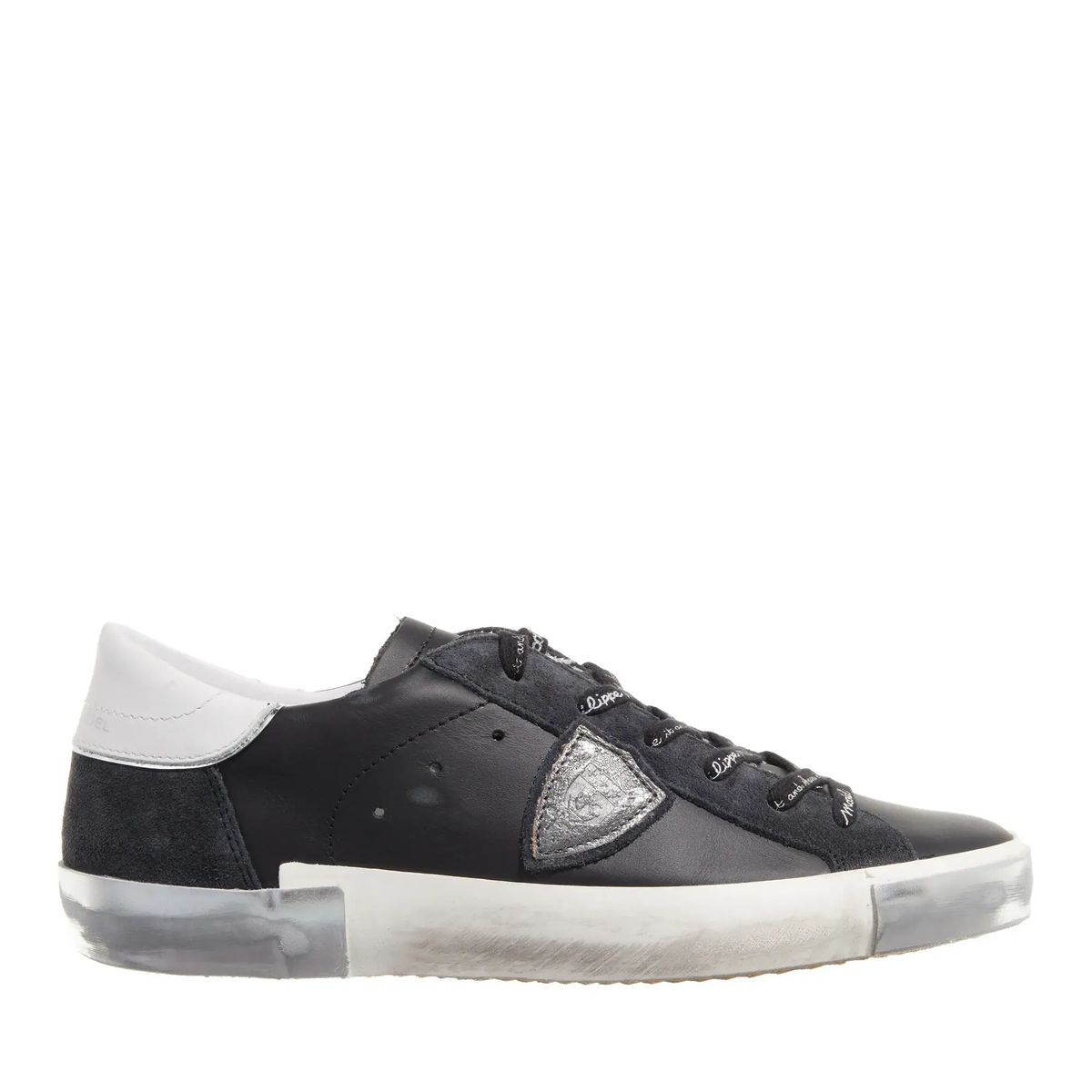 Schwarze Leder-Sneakers