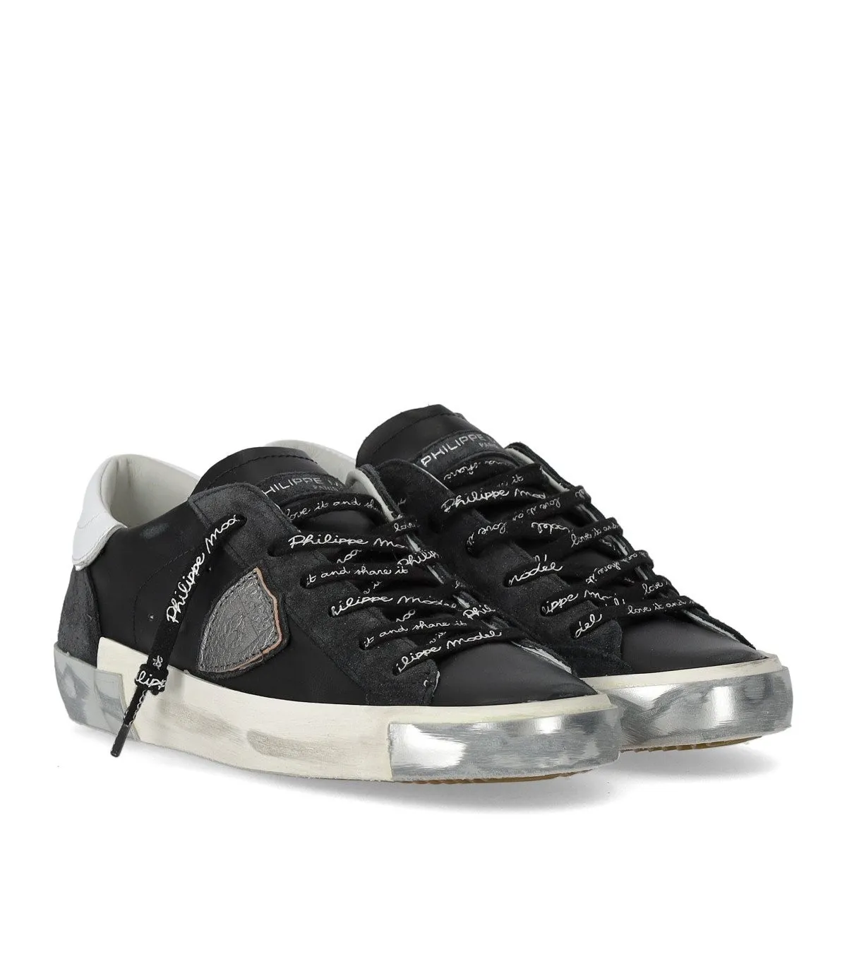 Schwarze Leder-Sneakers