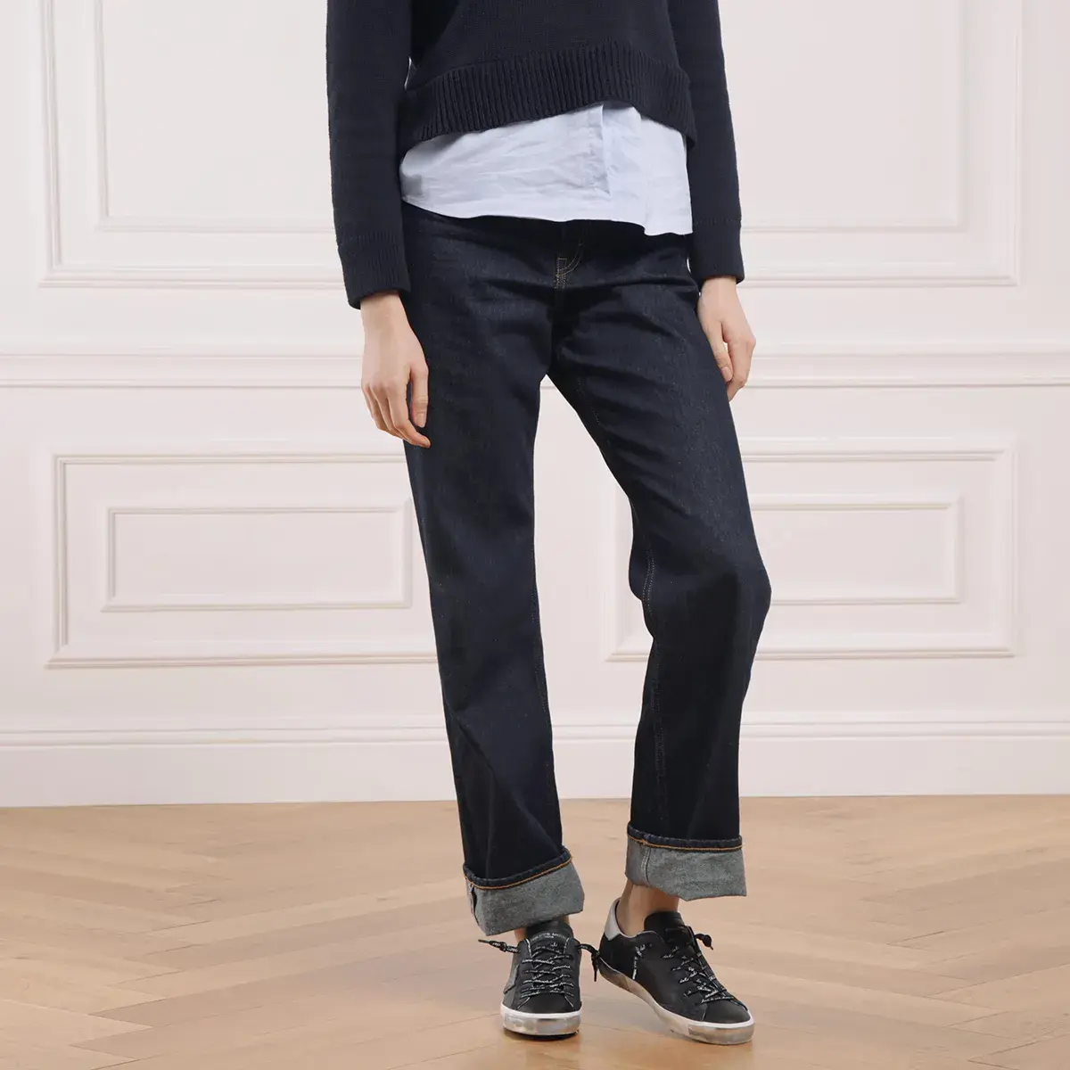 Schwarze Leder-Sneakers