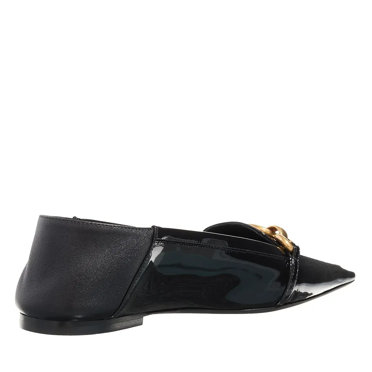 Lackleder-Loafer mit Kettendetail