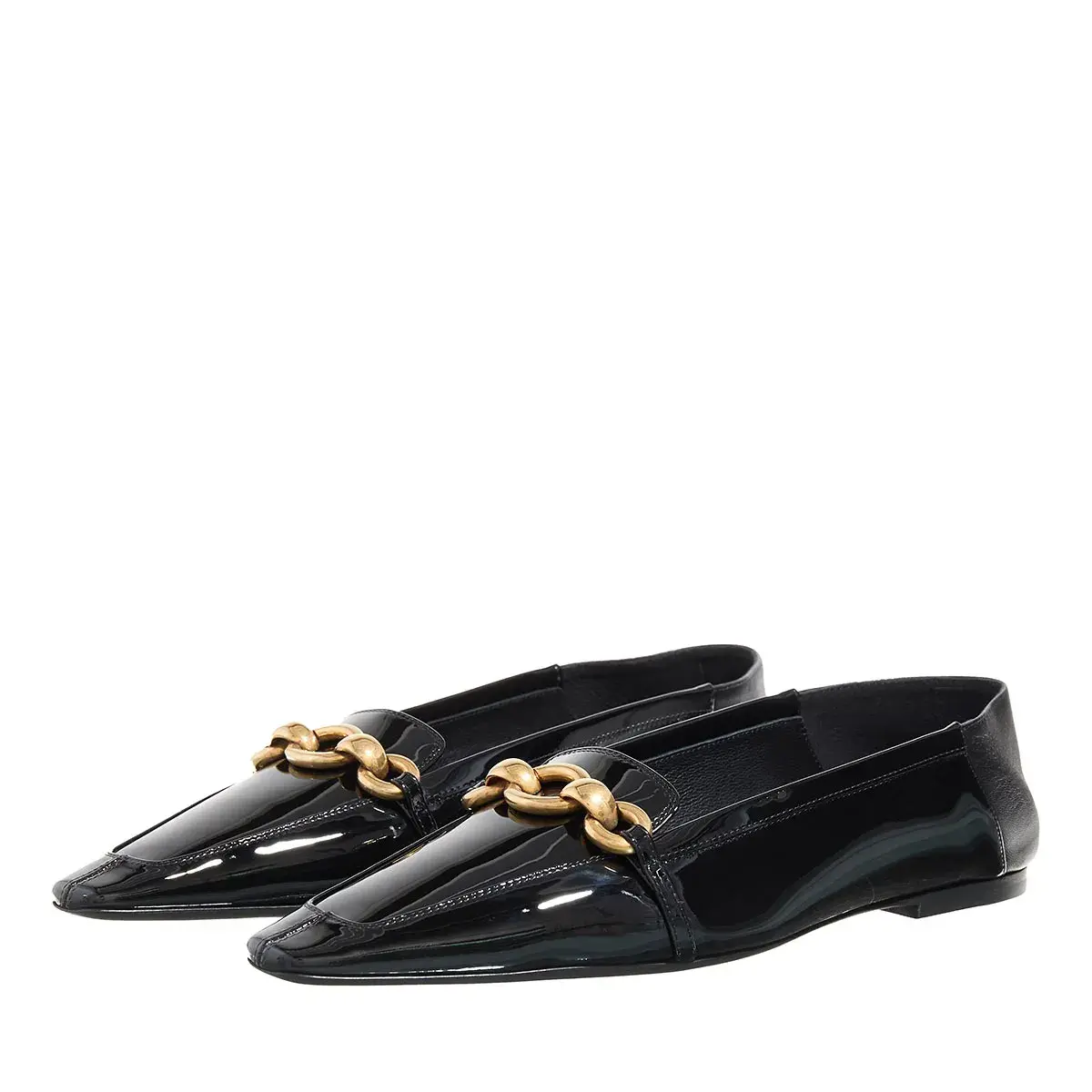 Lackleder-Loafer mit Kettendetail
