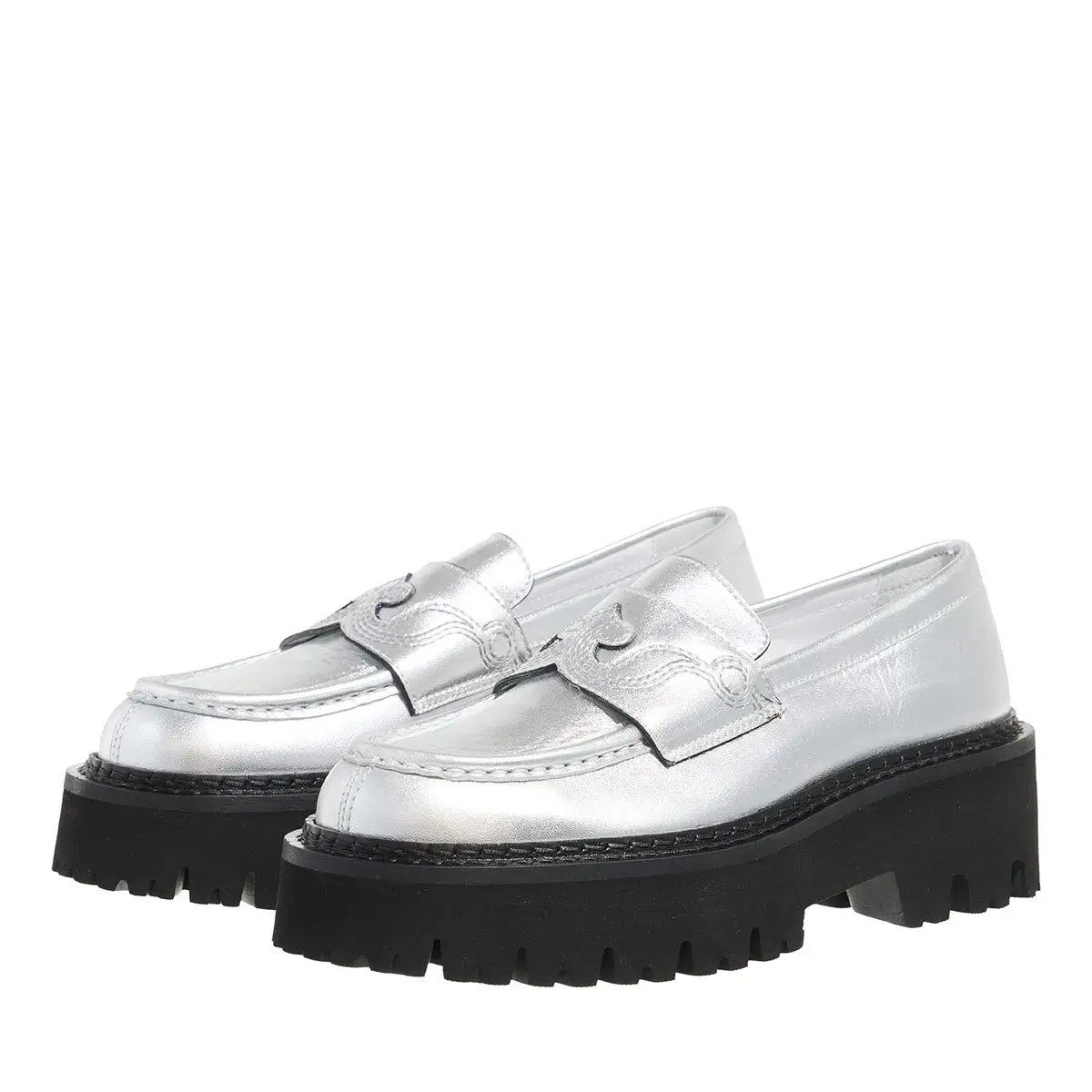 Silberne Metallic Plateau Loafer