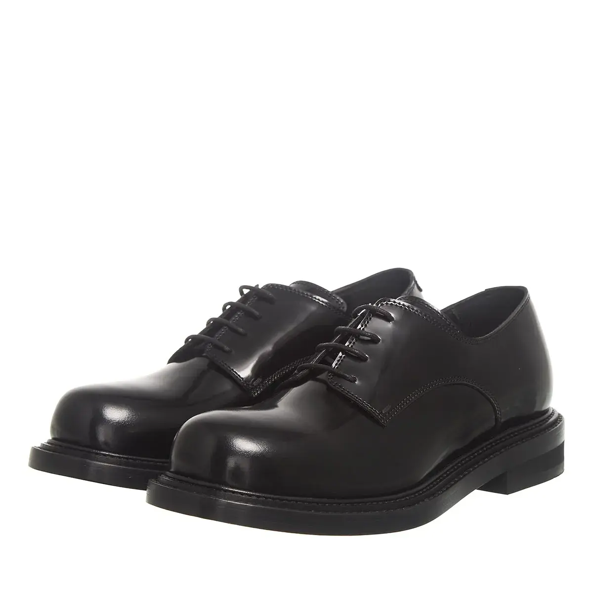 Glänzende Schwarze Derby Schuhe