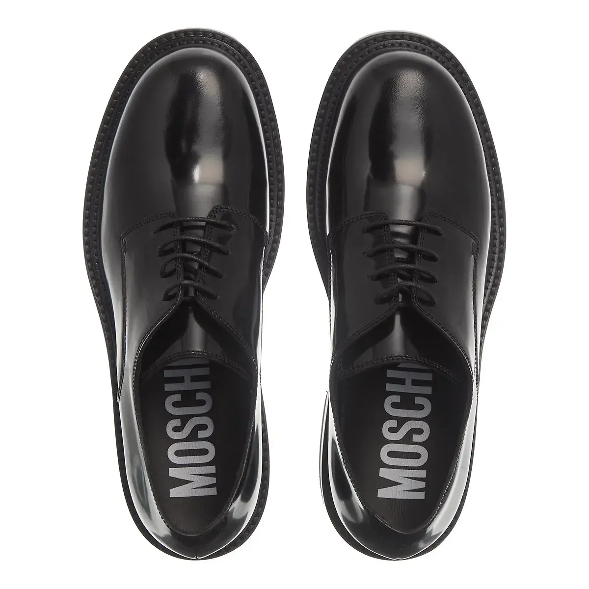 Glänzende Schwarze Derby Schuhe