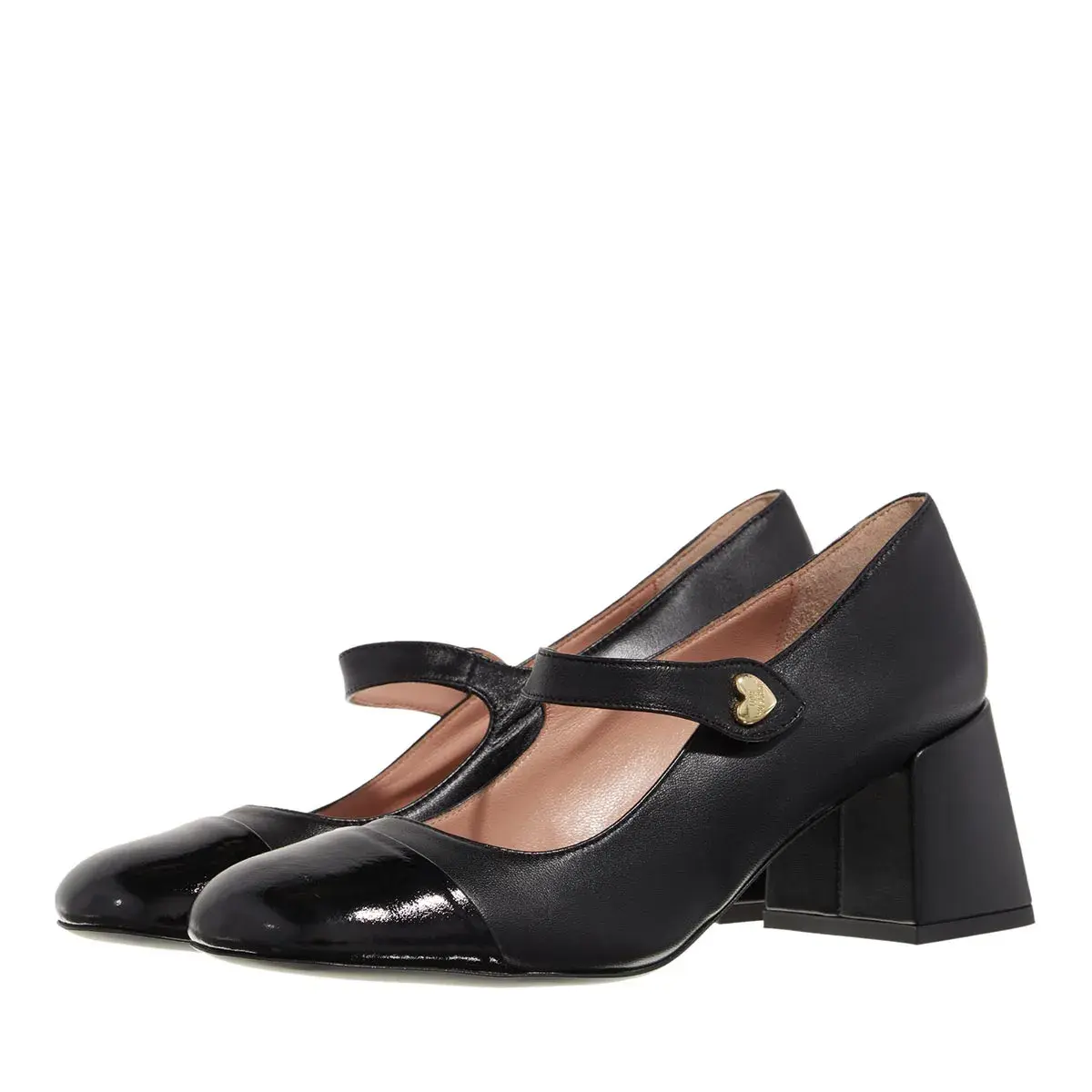 Schwarze Mary Jane Pumps mit Blockabsatz