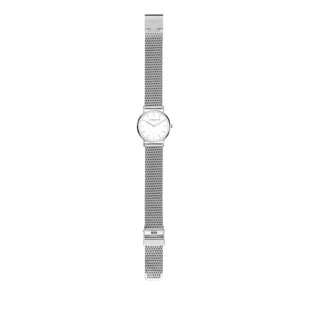 Minimalistische silberne Mesh-Armbanduhr