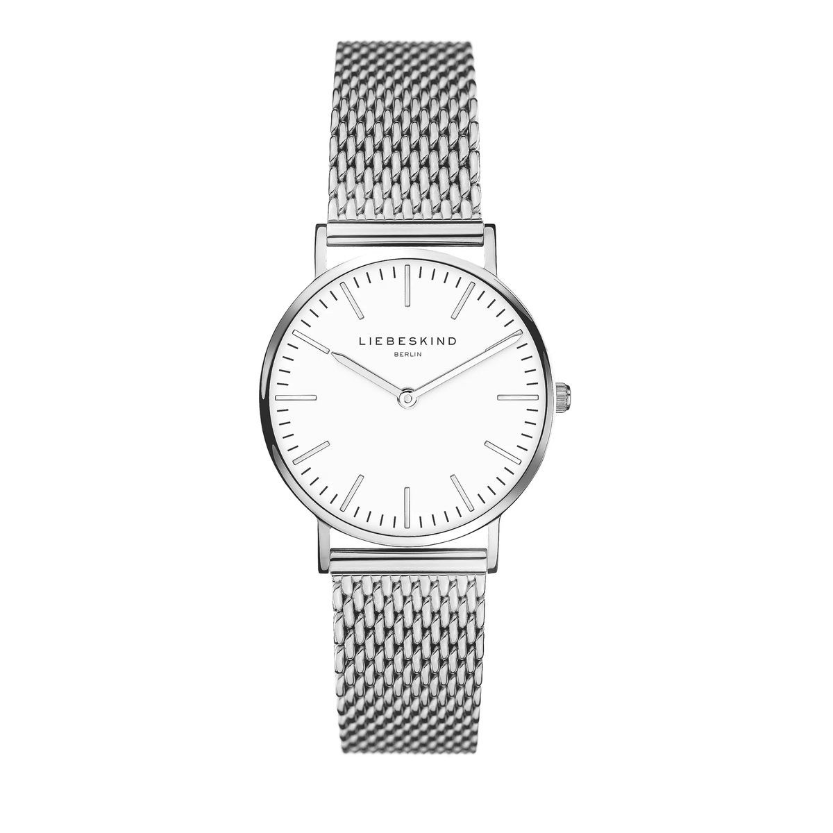 Minimalistische silberne Mesh-Armbanduhr