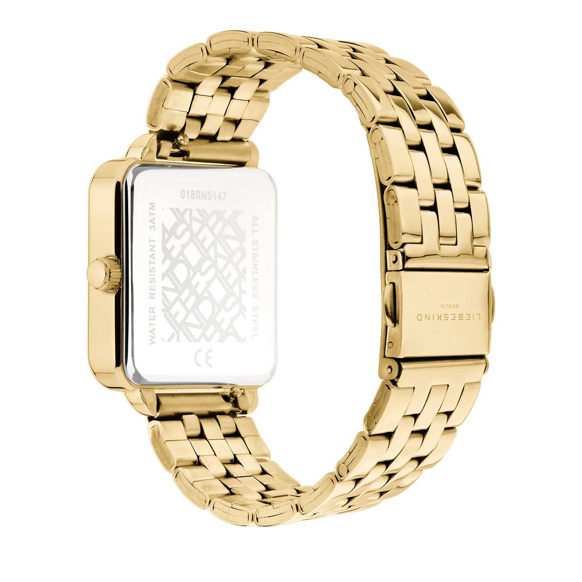 Klassische quadratische goldene Edelstahluhr