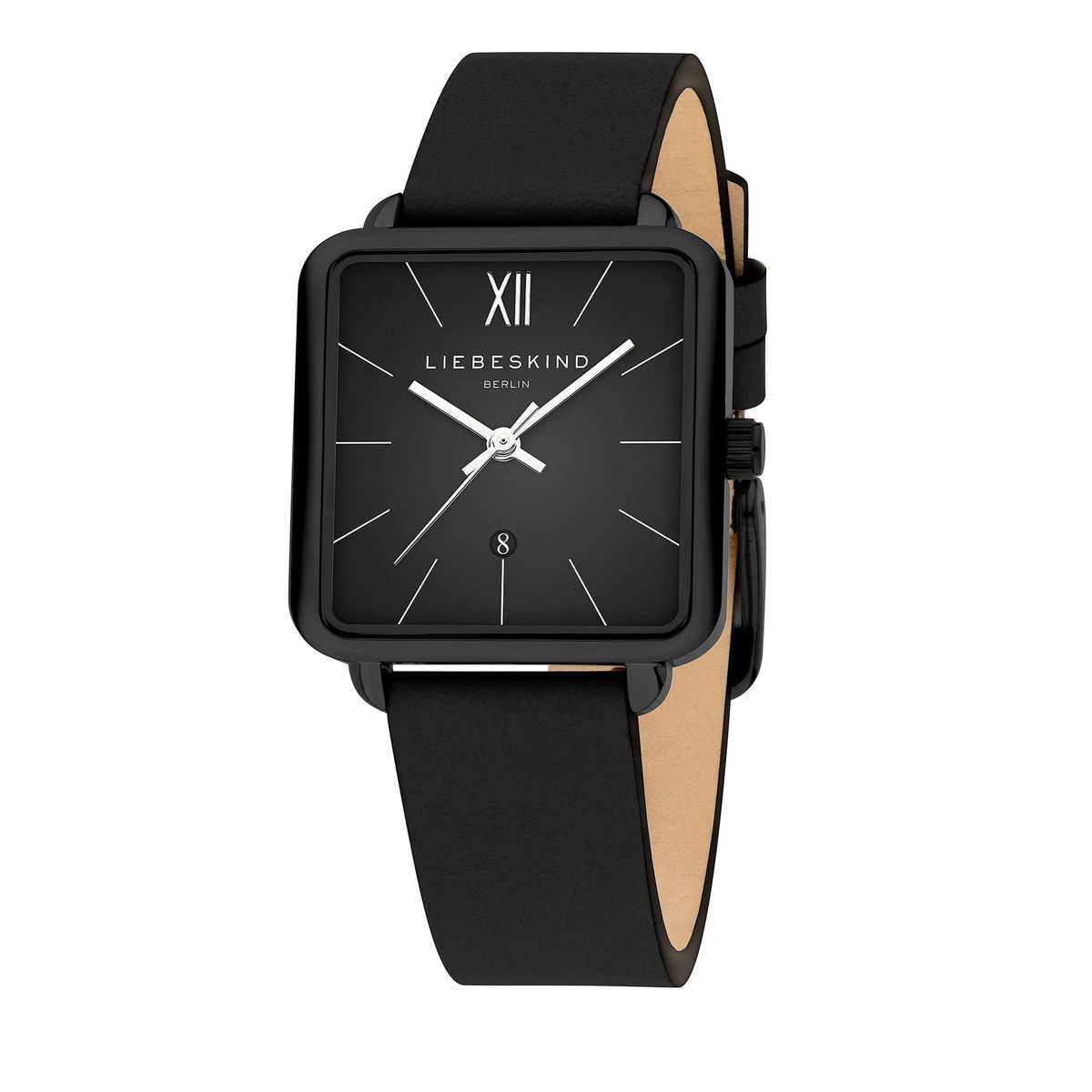 Eckige Minimalistische Damenuhr mit Lederarmband