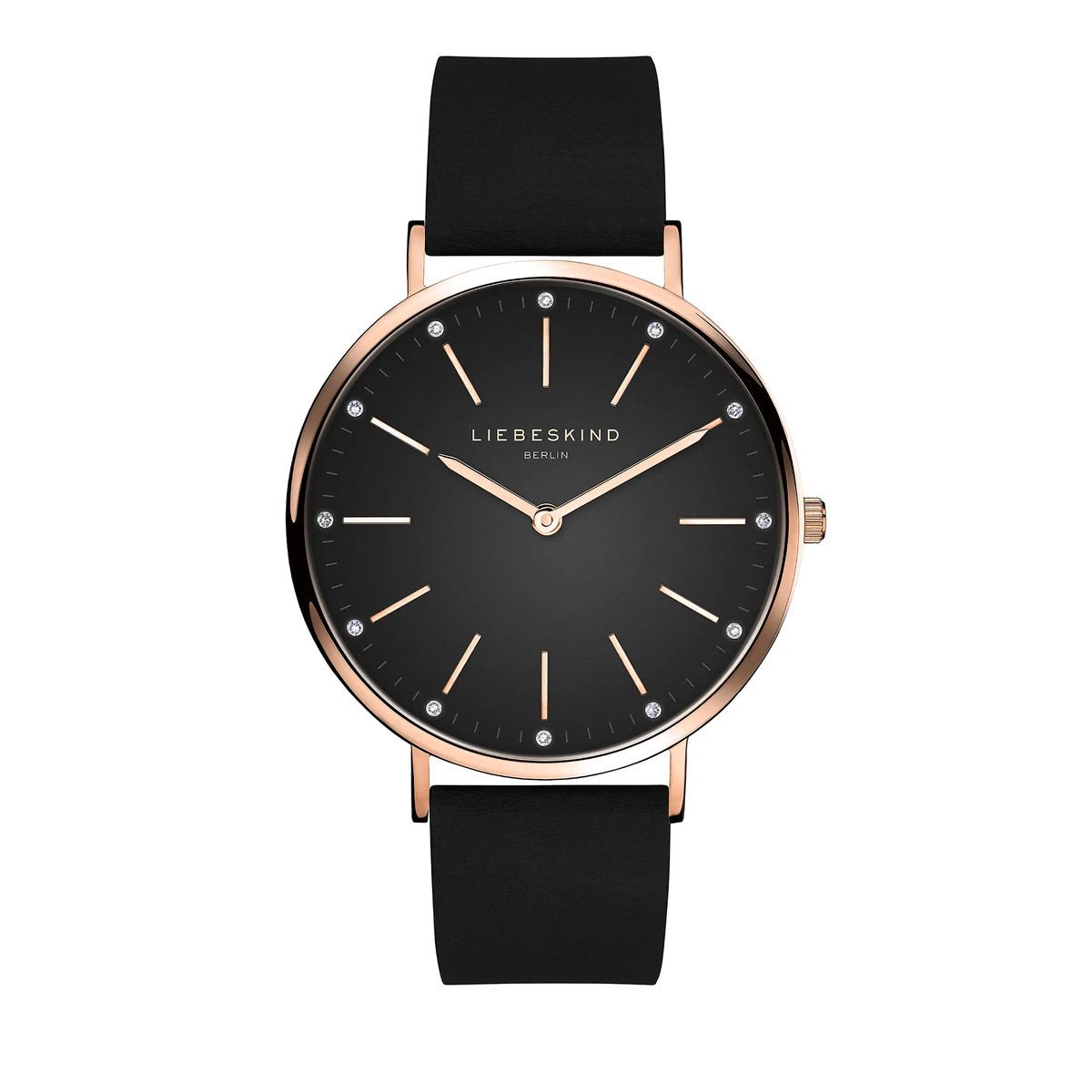 Minimalistische Uhr mit schwarzem Lederarmband