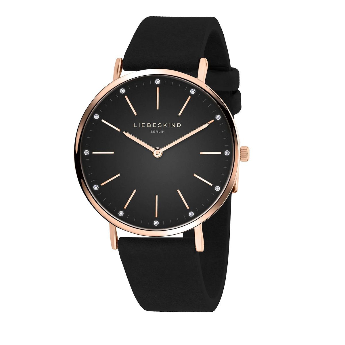 Minimalistische Uhr mit schwarzem Lederarmband