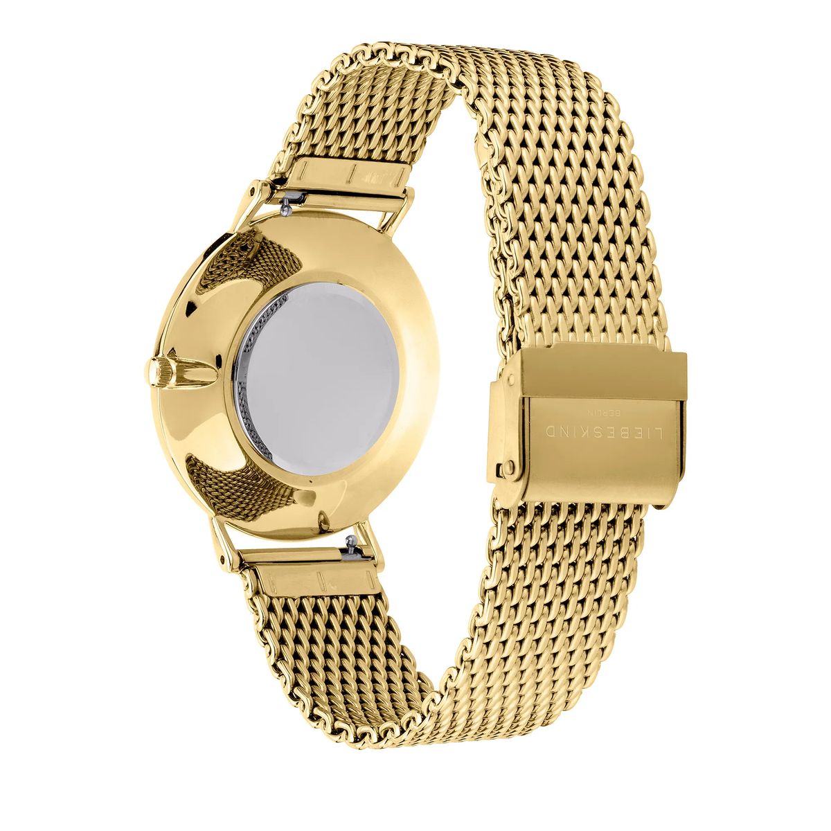 Goldfarbene Edelstahluhr mit Mesh-Armband