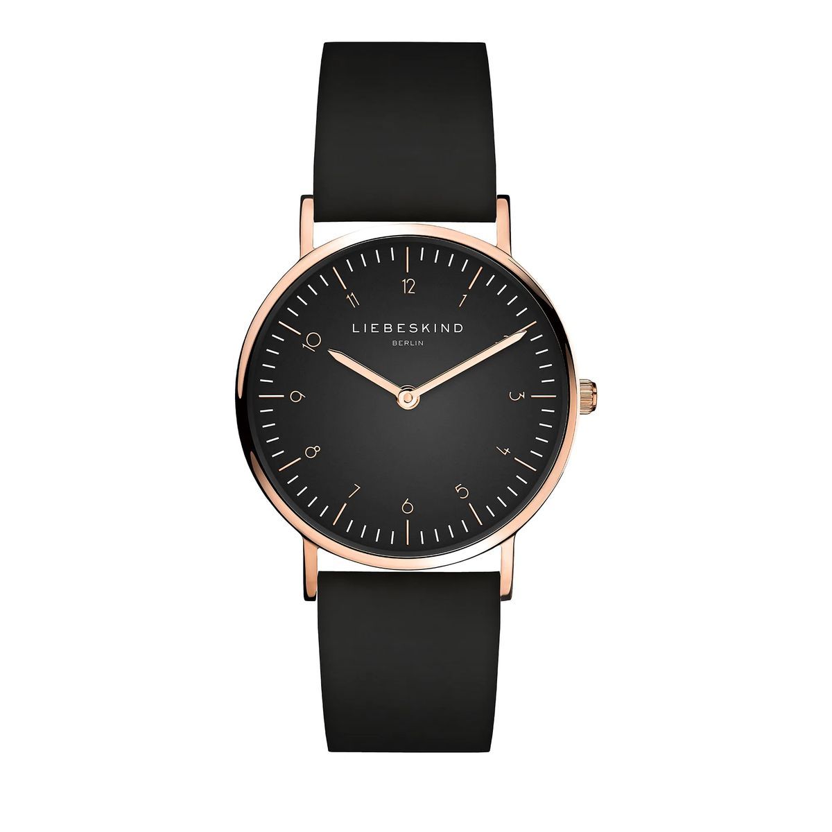 Minimalistische Schwarze und Roségoldene Uhr
