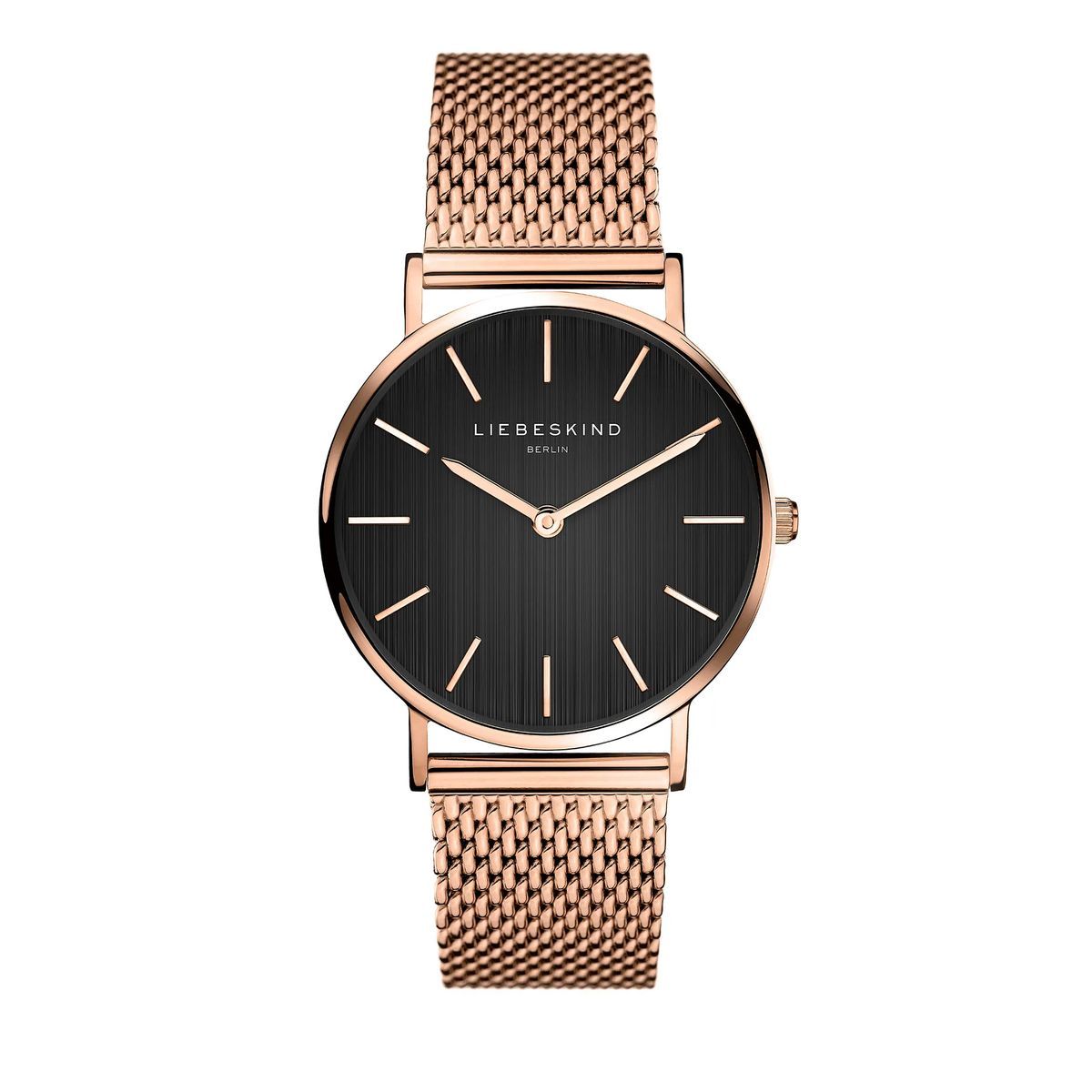 Minimalistische Roségold Mesh Uhr