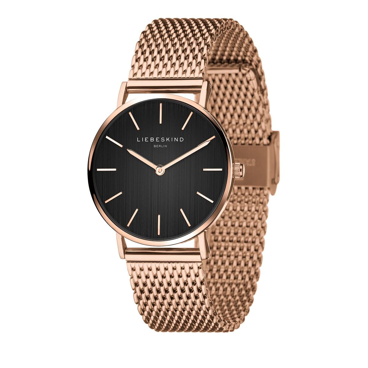 Minimalistische Roségold Mesh Uhr