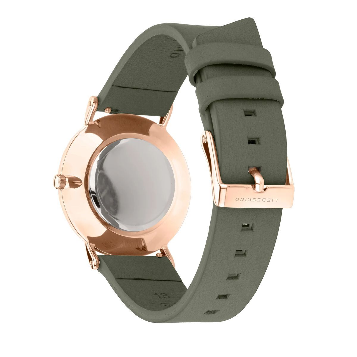 Damen-Armbanduhr aus olivgrünem Leder
