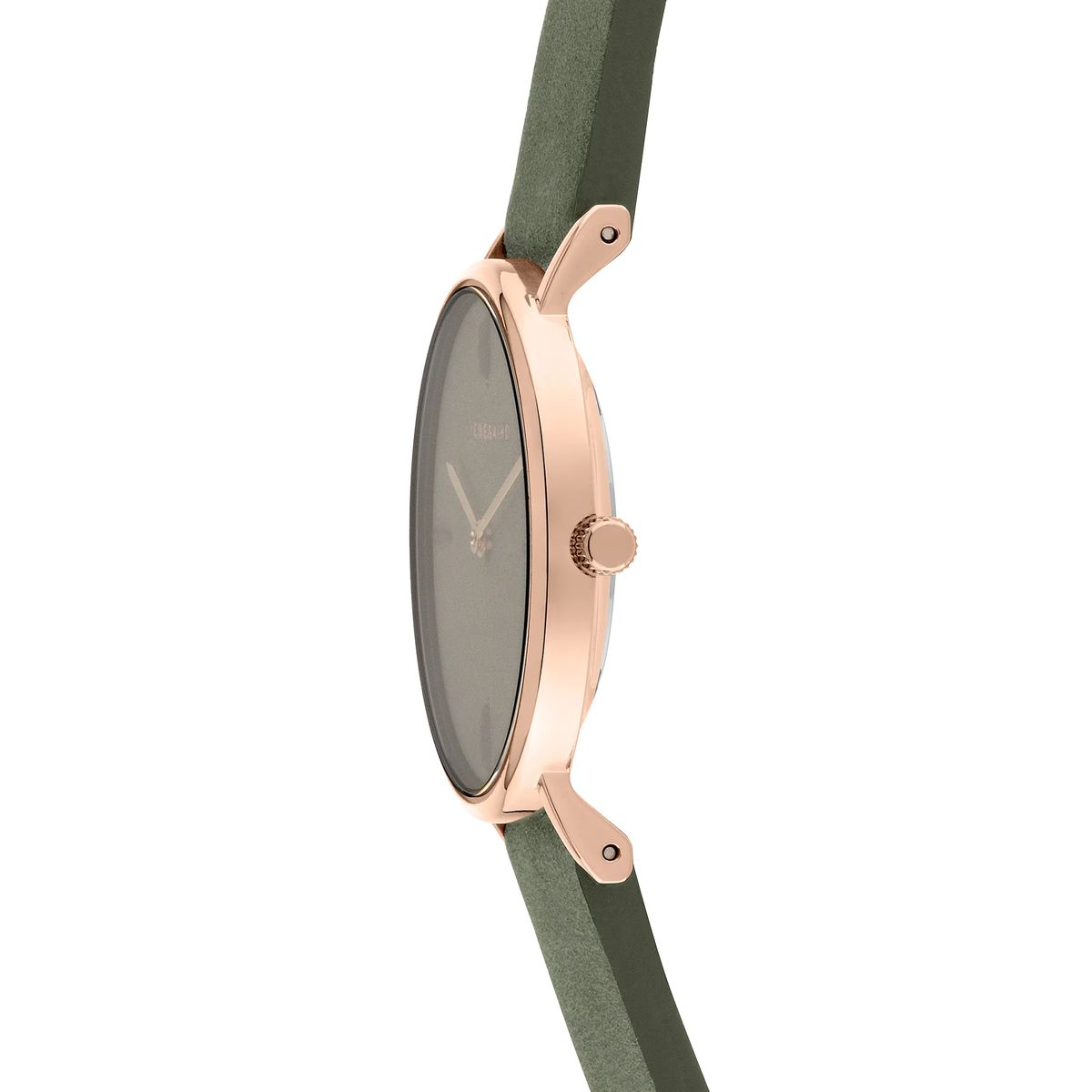 Damen-Armbanduhr aus olivgrünem Leder